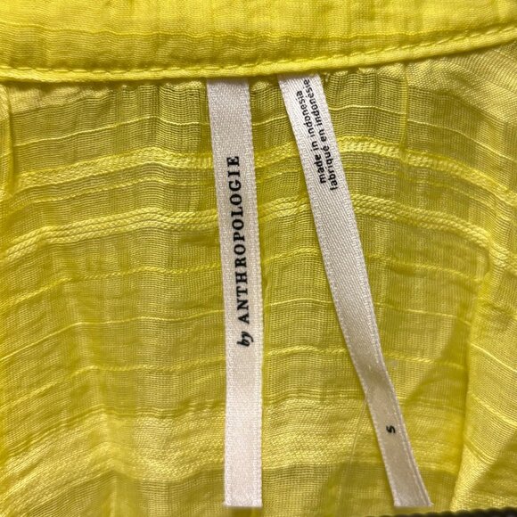Anthropologie Long-Sleeve Yellow Zip-Front Mini Dress Size S Oversized - Picture 8 of 9